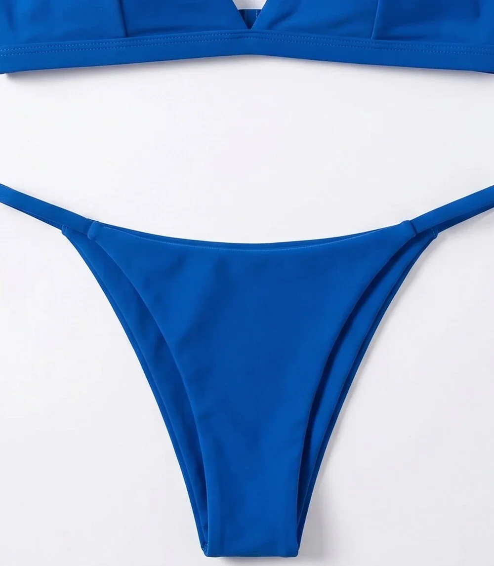 Jolefille Women's 2-Piece Thong Bikini Set – Peacock Blue, Size Small